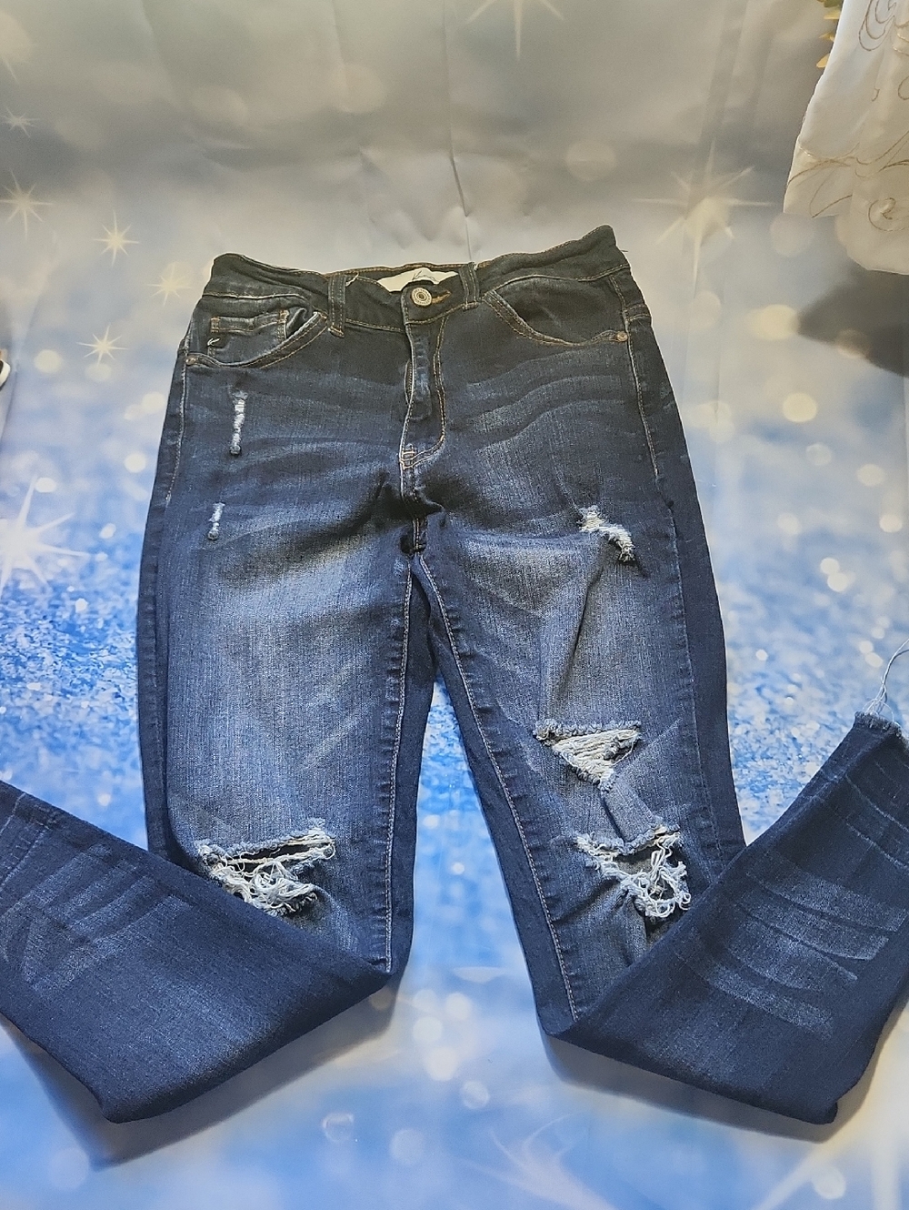 KanCan Dark Blue Distressed Skinny Jeans